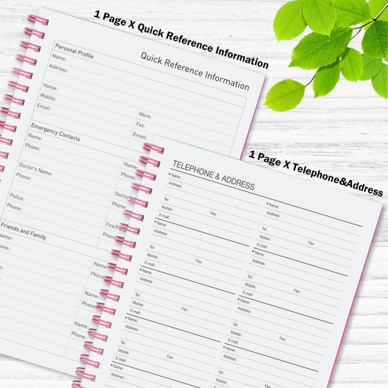 استين مخطط يومي غير مؤرخ، دفتر ملاحظات Asten To Do List كل ساعة، مخطط مواعيد حلزوني للرجال والنساء، غلاف فني من البولي فينيل كلوريد، إغلاق مرن، جيب داخلي 8.3 بوصة × 5.8 بوصة (وردي) - Image 5